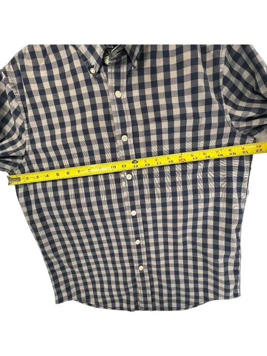 Abercrombie & Fitch Blue White Gingham Shirt Check Button Up Stretch M Mens - Picture 13 of 15